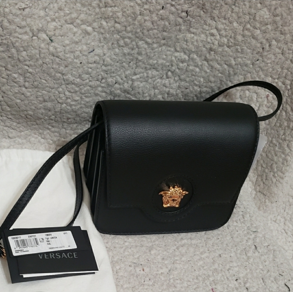 Versace La Medusa Leather Tri-Fold Shoulder Bag
